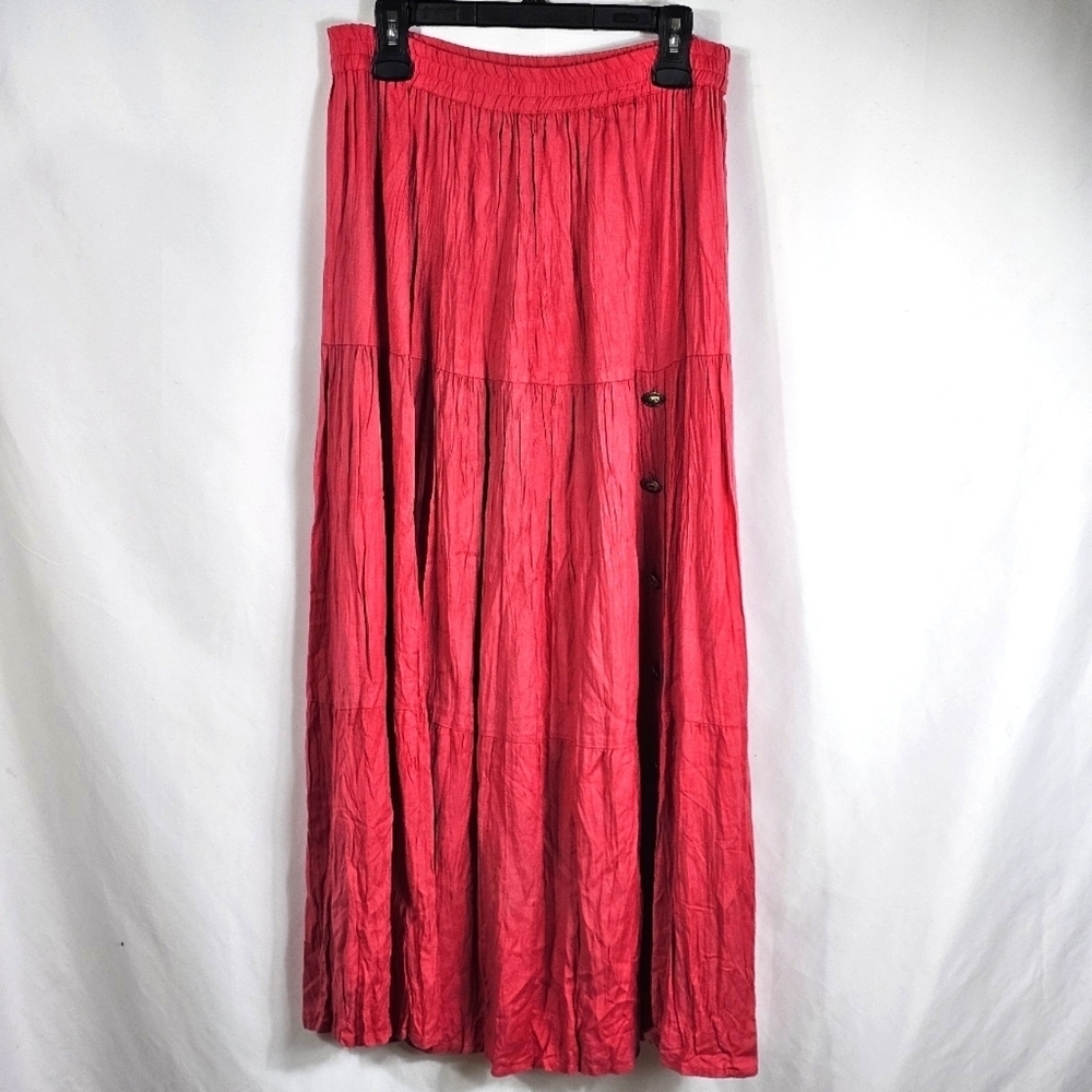 Flowing Women's Maxi Skirt in Vibrant Coral Pink